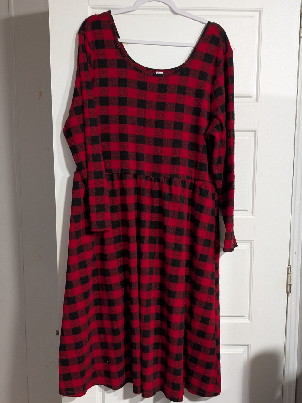 Old Navy Red and Black Buffalo Plaid Long-Sleeve Dress